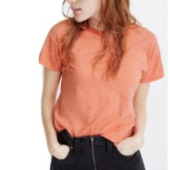 Madewell Women's Organic Blend Crew Neck Orange T-Shirt Size Medium - Picture 2 of 10